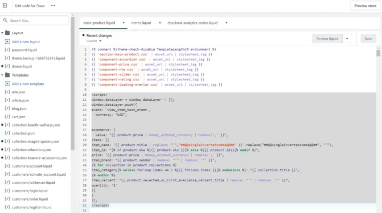 main product structured data