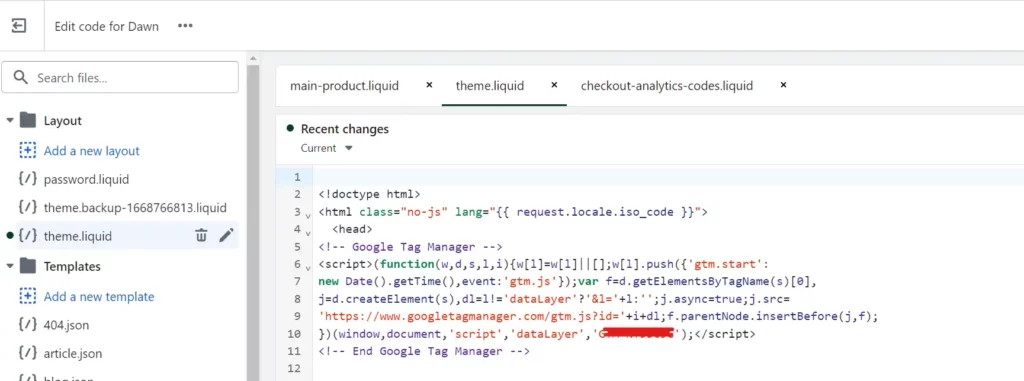 theme.liquid google tag manager